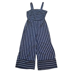 Japna Navy & White Striped Wide Cropped Leg Jumpsuit, Sz M
